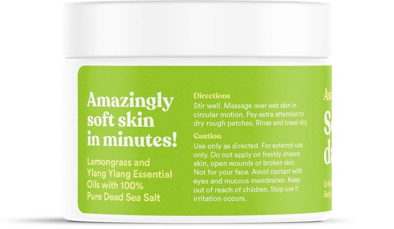 ASUTRA Dead Sea Salt Essential Oil Body Scrub Exfoliator (Uplifting Lemongrass)), 16 oz - Ultra Hydrating, Gentle, & Moisturizing - Coconut, Lemongrass, and Ylang Ylang Oils - Image 2